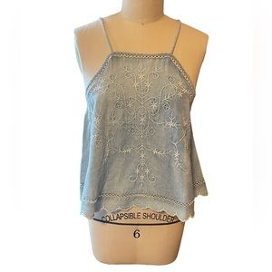 NWT AE Denim Embroidered Tank Size Small